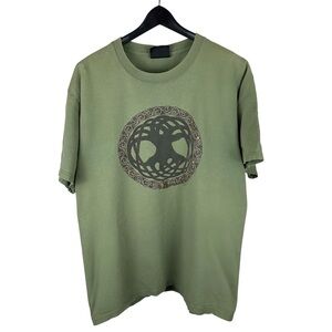 Vintage 1990 Tree Of Life Jen Delyth Celtic Green Graphic Shirt Size L